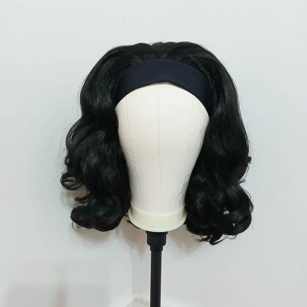 Yaki Headband Wig 20 Inch Curly Natural Black Synthetic Hair Glueless  NEW‎